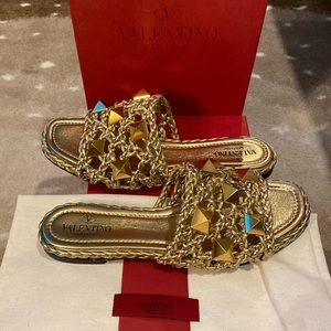 Valentino, Gold, Rock Slides, Size 7 1/2